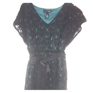 Lane Bryant Teal & Lace Cocktail Dress